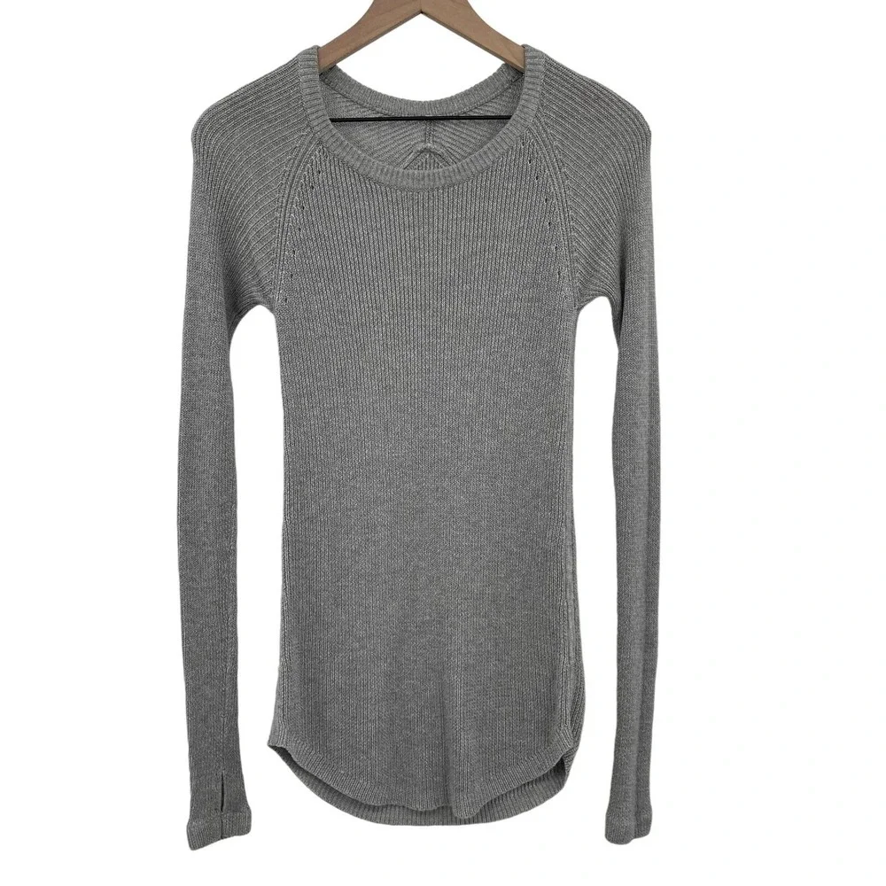 Lululemon Cabin Yogi Long Sleeve Pullover Sweater Heathered Grey Crewneck Size 0